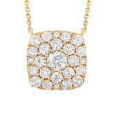 1.10ct 14k Yellow Gold Diamond Cluster Necklace